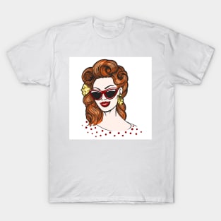 Pop art Woman in glasses with empty speech bubble T-Shirt